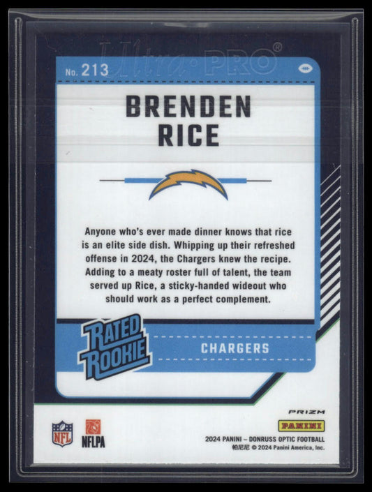 2024 Donruss Optic #213 Brenden Rice Jazz