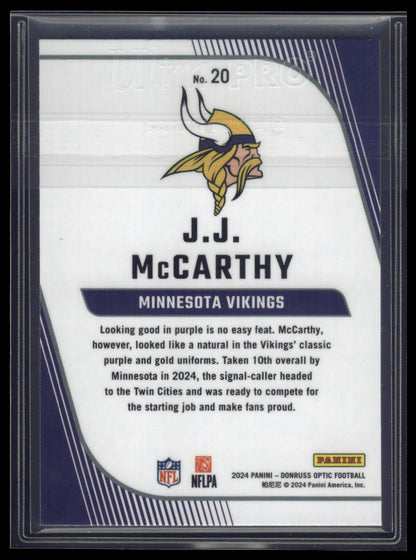 2024 Donruss Optic #20 J.J. McCarthy Rookie Primary Colors