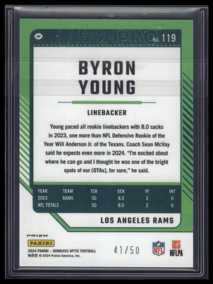 2024 Donruss Optic #119 Byron Young (LB) Lime Green #/50