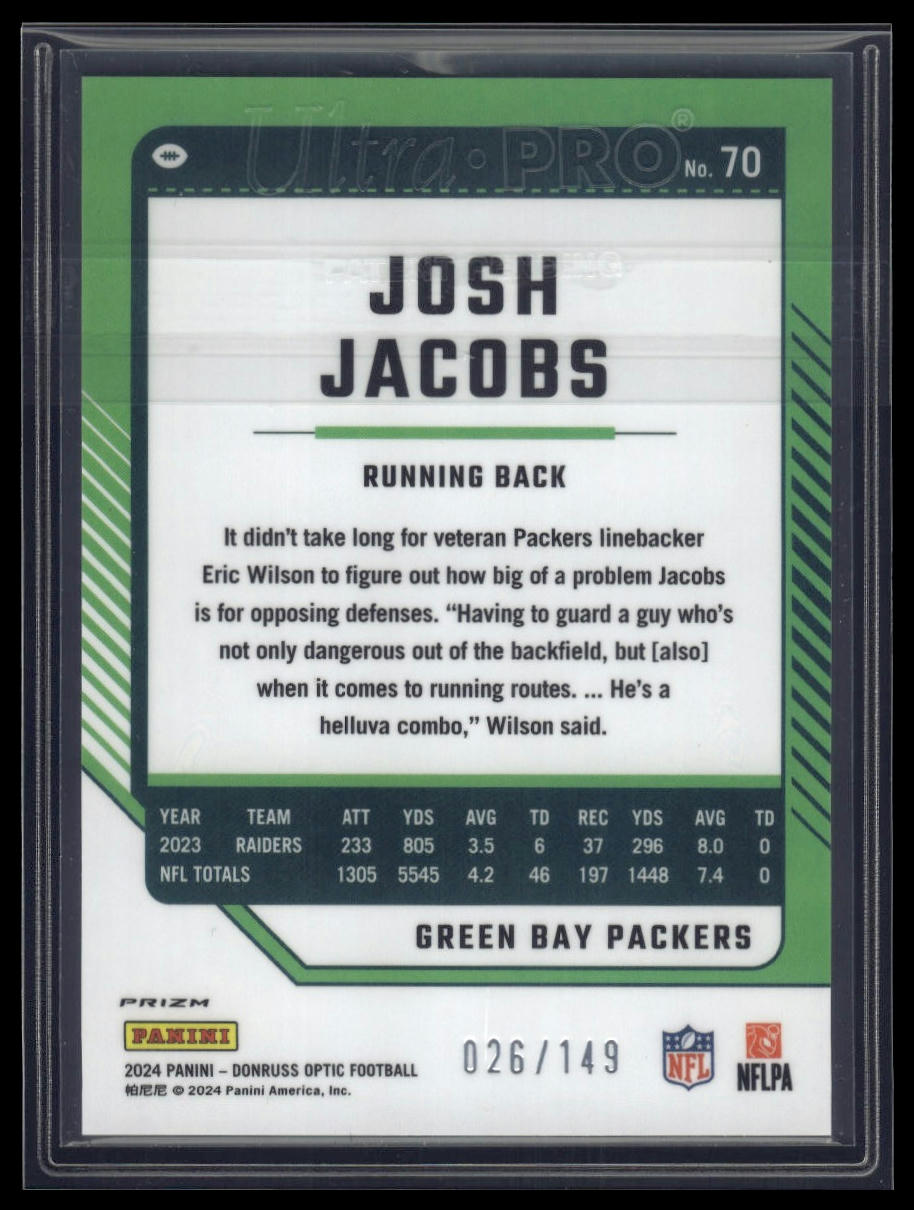 2024 Donruss Optic #70 Josh Jacobs Flex #/149