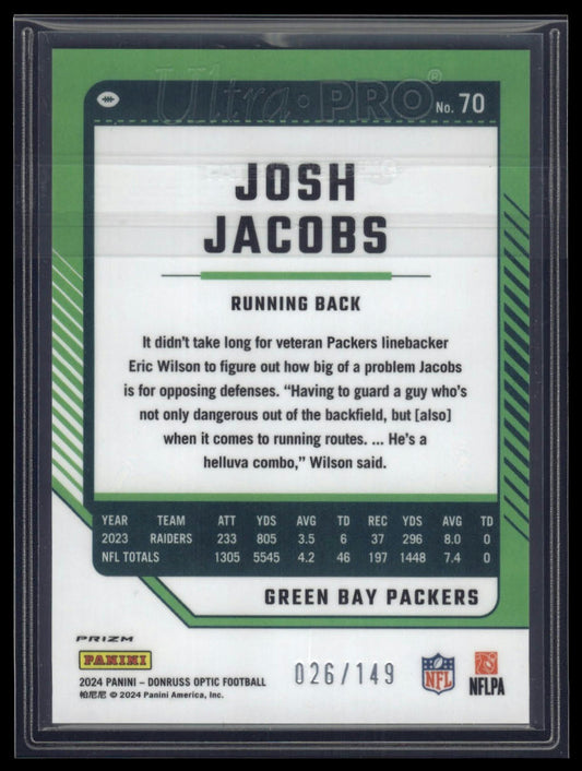 2024 Donruss Optic #70 Josh Jacobs Flex #/149