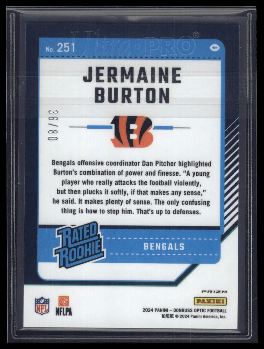 2024 Donruss Optic #251 Jermaine Burton Pink Velocity #/80