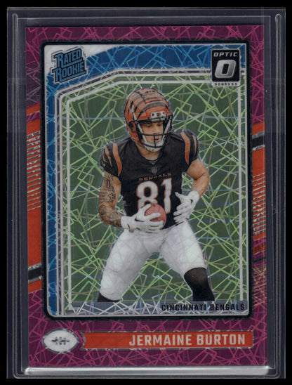 2024 Donruss Optic #251 Jermaine Burton Pink Velocity #/80