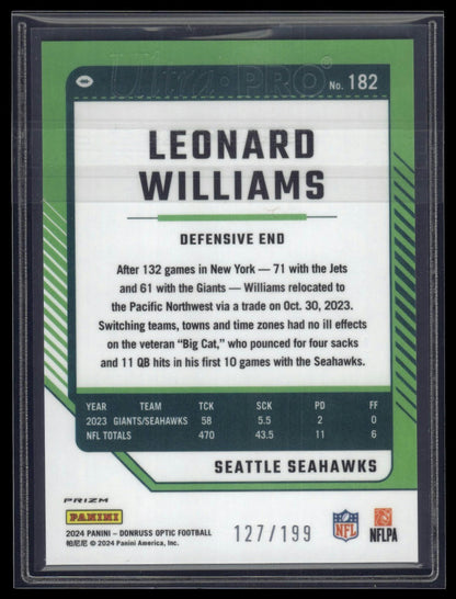 2024 Donruss Optic #182 Leonard Williams Blue #/199