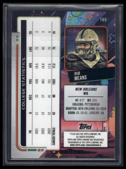 2024 Topps Chrome Cosmic #165 Bub Means Purple Nebula Refractors #/150