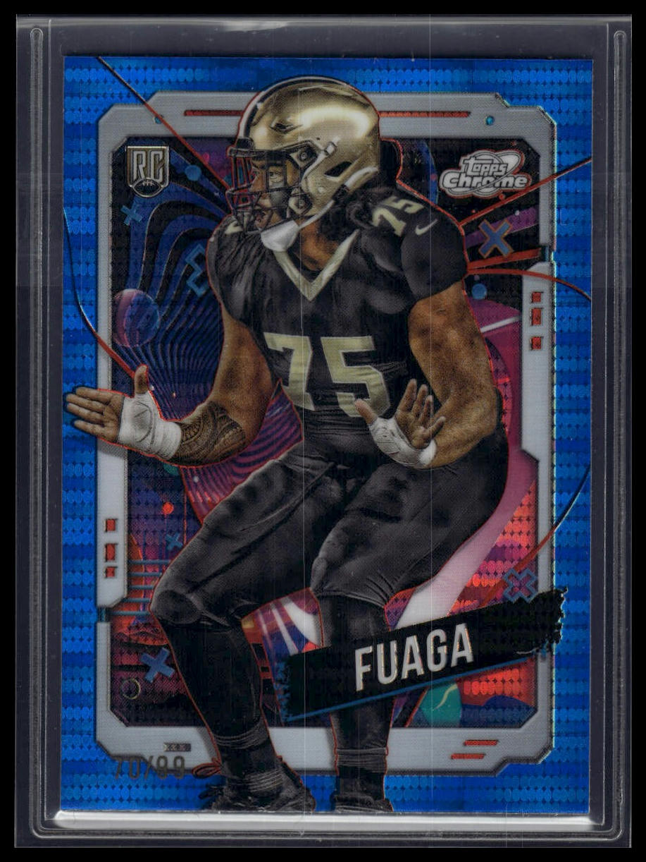 2024 Topps Chrome Cosmic #166 Taliese Fuaga Blue Moon Refractors #/99