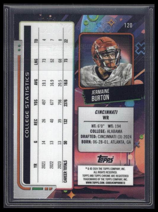 2024 Topps Chrome Cosmic #120 Jermaine Burton Purple Nebula Refractors #/150
