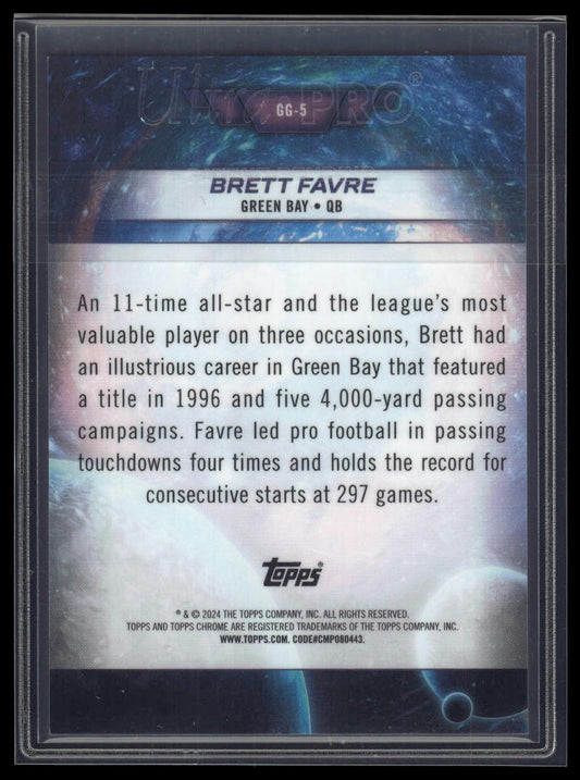 2024 Topps Chrome Cosmic #GG-5 Brett Favre Galaxy Greats Blue Moon /99