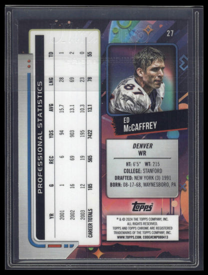 2024 Topps Chrome Cosmic #27 Ed McCaffrey Green Space Dust Refractors #/75