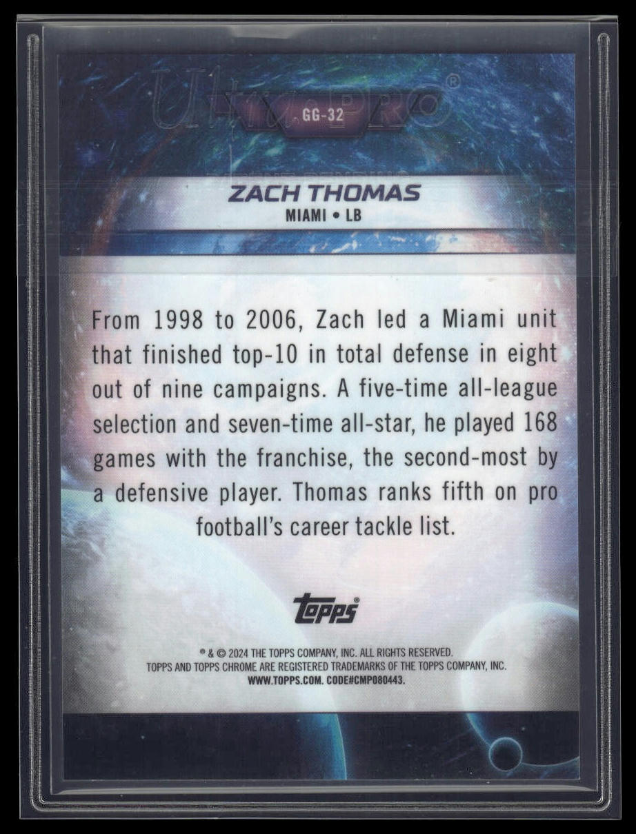 2024 Topps Chrome Cosmic #GG-32 Zach Thomas Galaxy Greats Gold /50
