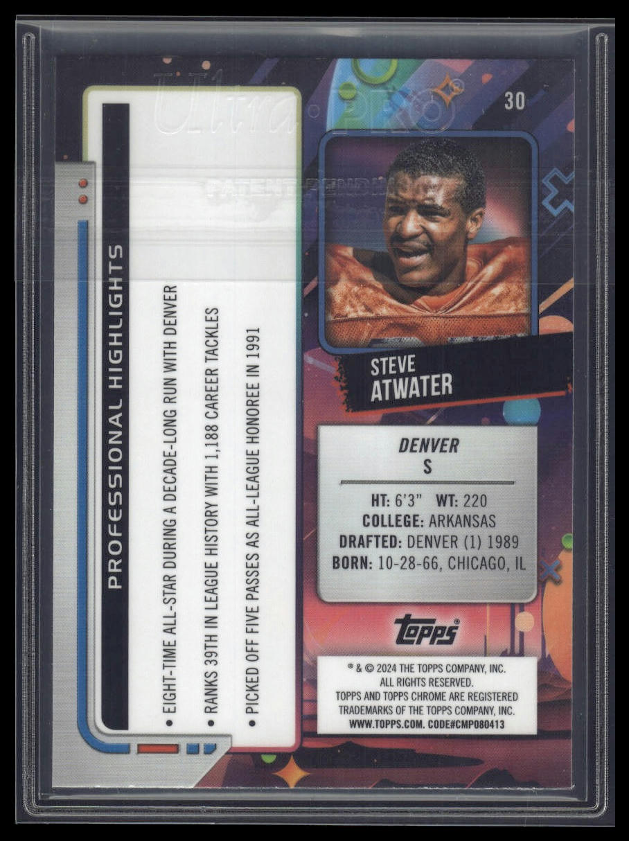 2024 Topps Chrome Cosmic #30 Steve Atwater Purple Nebula Refractors #/150
