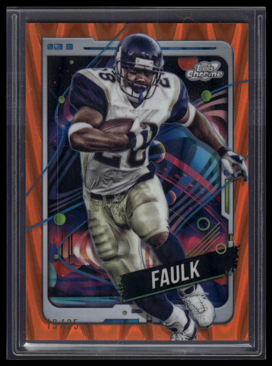 2024 Topps Chrome Cosmic #52 Marshall Faulk Orange Galactic Refractors #/25