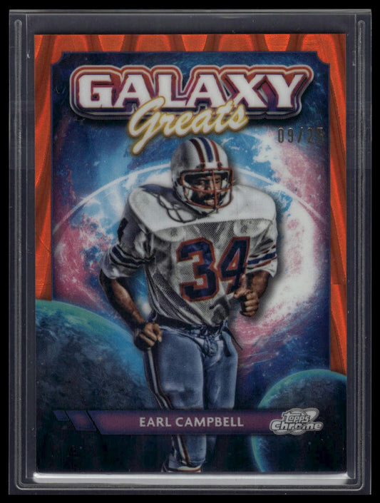2024 Topps Chrome Cosmic #GG-27 Earl Campbell Galaxy Greats Orange Galactic /25
