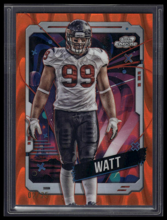 2024 Topps Chrome Cosmic #39 J.J. Watt Orange Galactic Refractors #/25