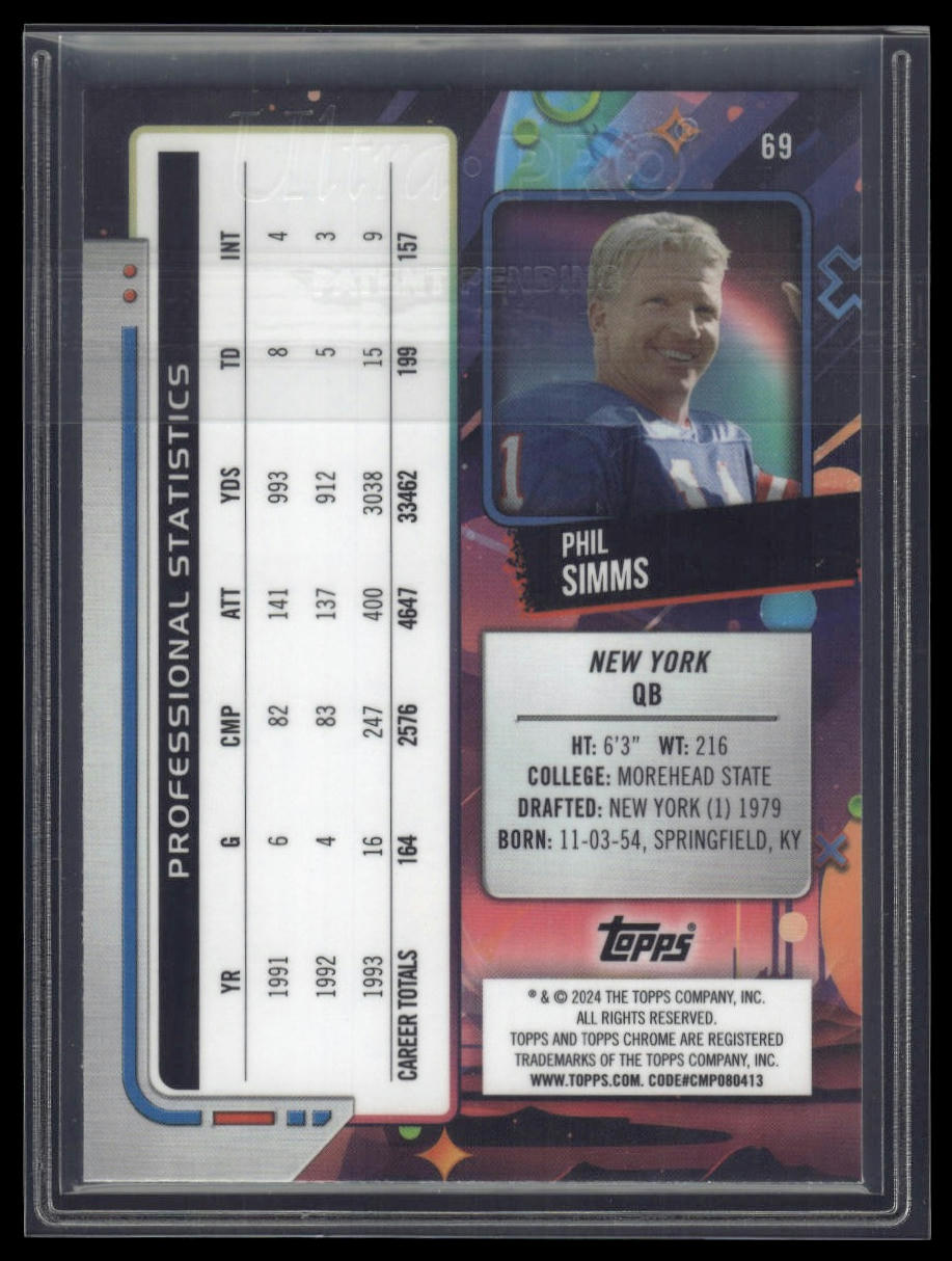 2024 Topps Chrome Cosmic #69 Phil Simms Purple Nebula Refractors #/150