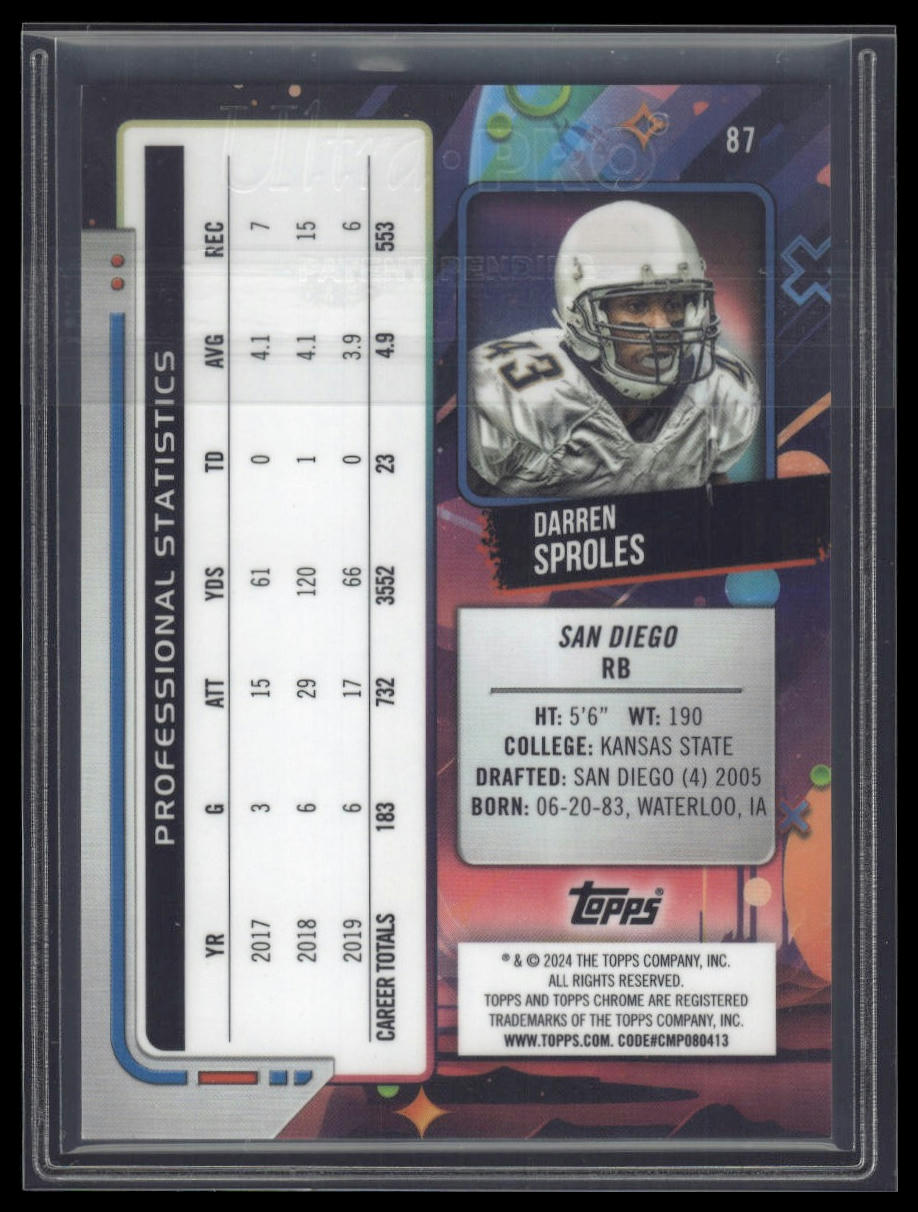 2024 Topps Chrome Cosmic #87 Darren Sproles Gold Interstellar Refractors #/50
