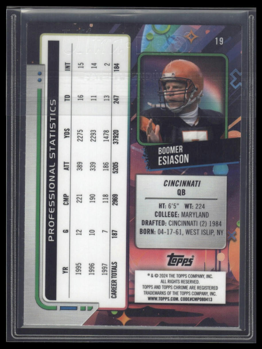 2024 Topps Chrome Cosmic #19 Boomer Esiason Purple Nebula Refractors #/150