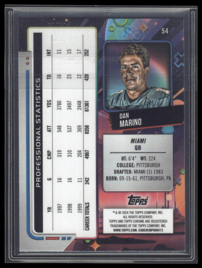 2024 Topps Chrome Cosmic #54 Dan Marino Purple Nebula Refractors #/150