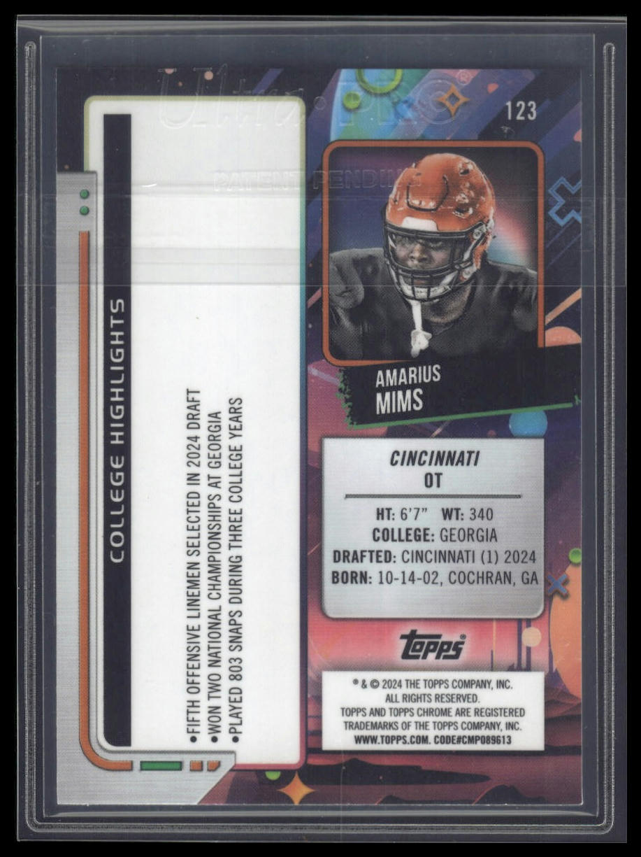 2024 Topps Chrome Cosmic #123 Amarius Mims Green Space Dust Refractors #/75