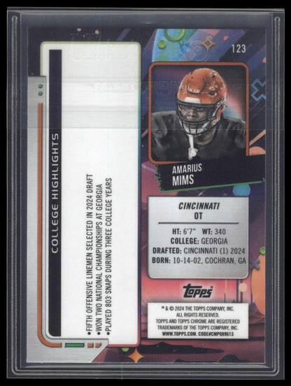 2024 Topps Chrome Cosmic #123 Amarius Mims Blue Moon Refractors #/99