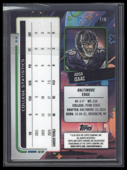 2024 Topps Chrome Cosmic #110 Adisa Isaac Blue Moon Refractors #/99