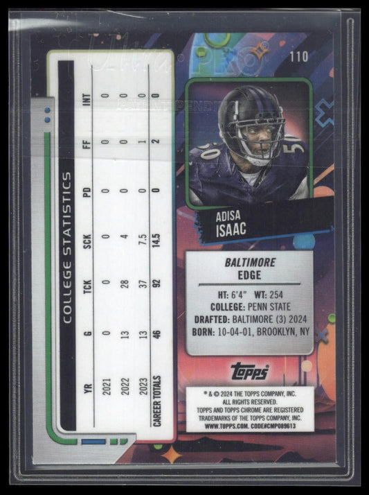 2024 Topps Chrome Cosmic #110 Adisa Isaac Blue Moon Refractors #/99