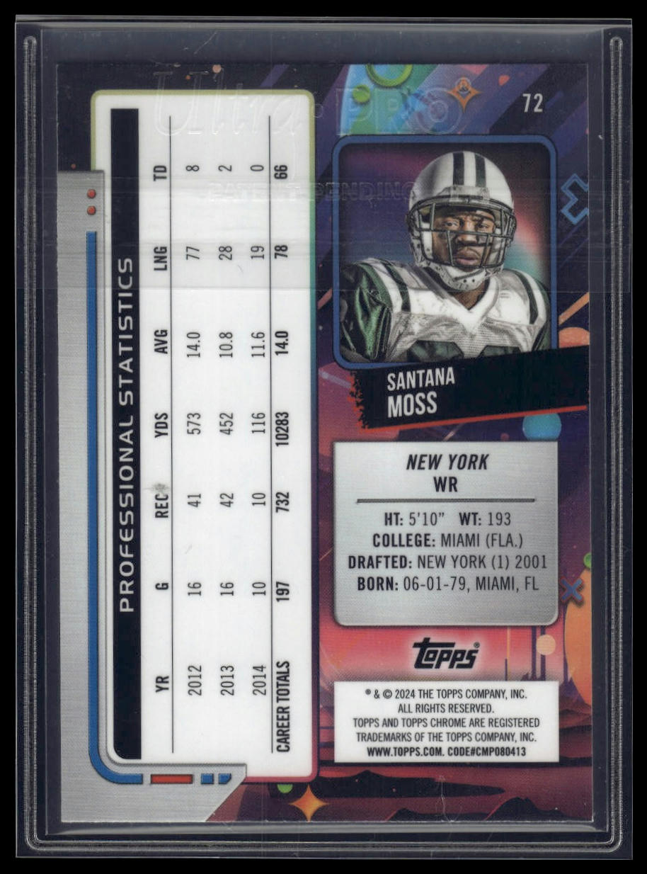 2024 Topps Chrome Cosmic #72 Santana Moss Green Space Dust Refractors #/75