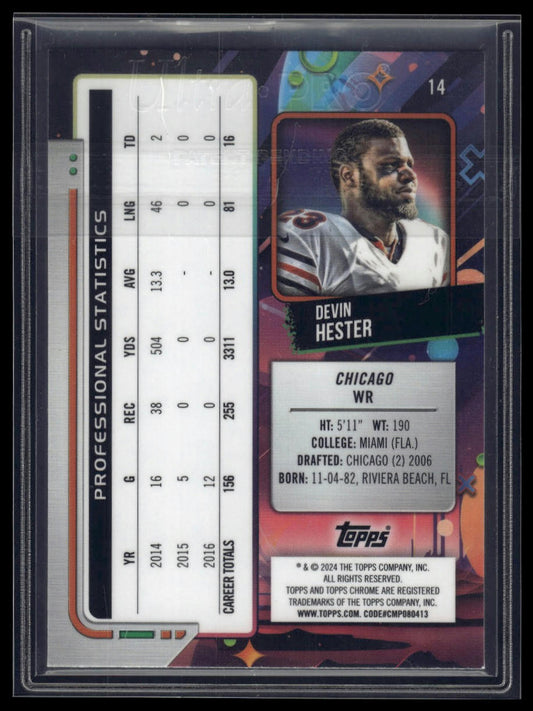 2024 Topps Chrome Cosmic #14 Devin Hester Purple Nebula Refractors #/150