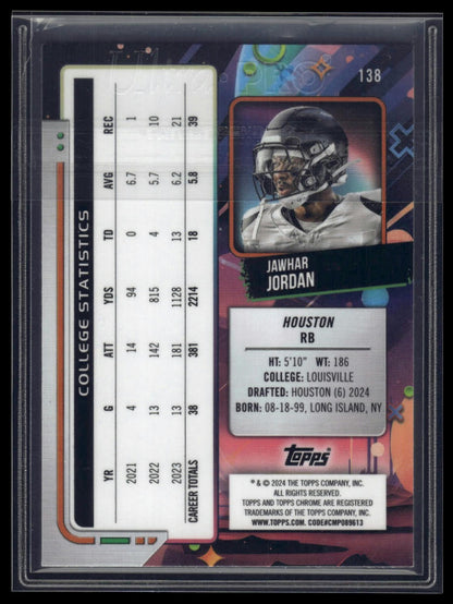 2024 Topps Chrome Cosmic #138 Jawhar Jordan Green Space Dust Refractors #/75