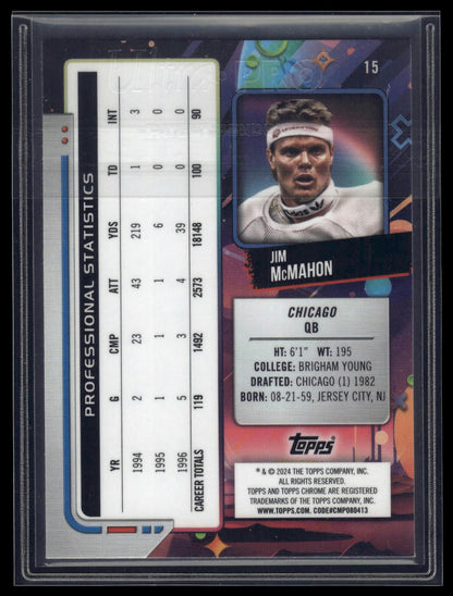 2024 Topps Chrome Cosmic #15 Jim McMahon Purple Nebula Refractors #/150