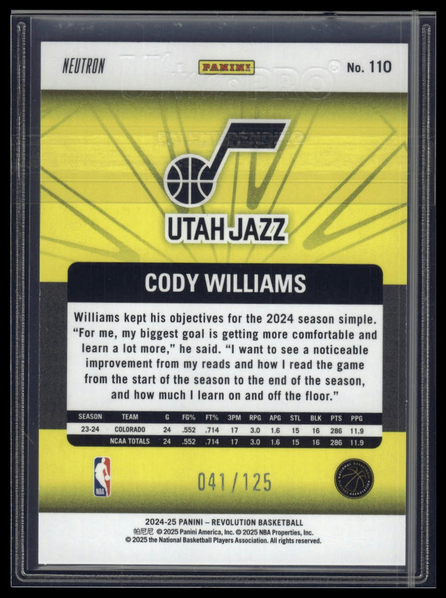 2024-25 Panini Revolution #110 Cody Williams Green Astro #/125