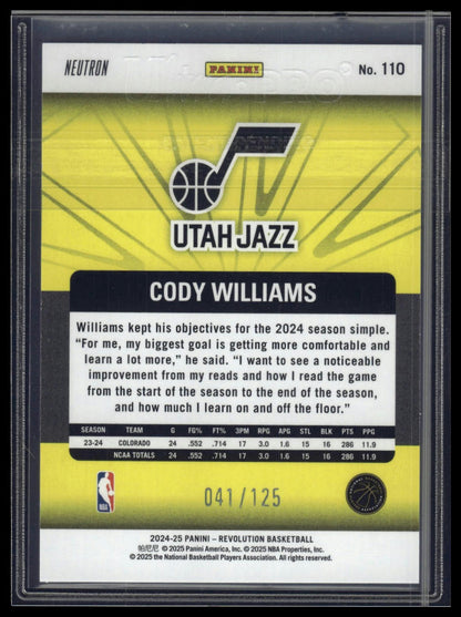 2024-25 Panini Revolution #110 Cody Williams Green Astro #/125