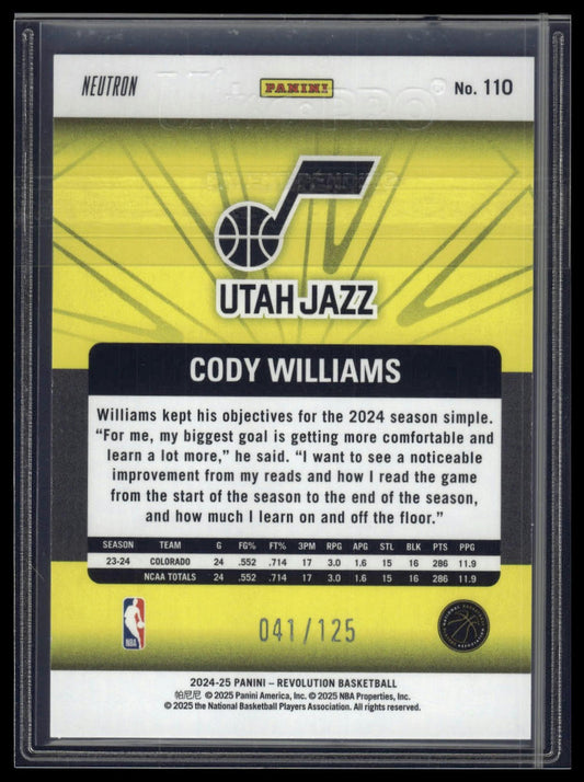 2024-25 Panini Revolution #110 Cody Williams Green Astro #/125