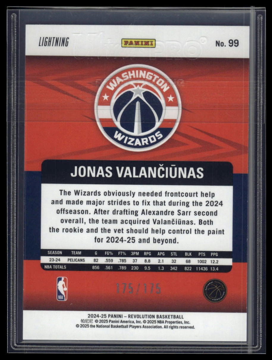 2024-25 Panini Revolution #99 Jonas Valanciunas Lightning #/175