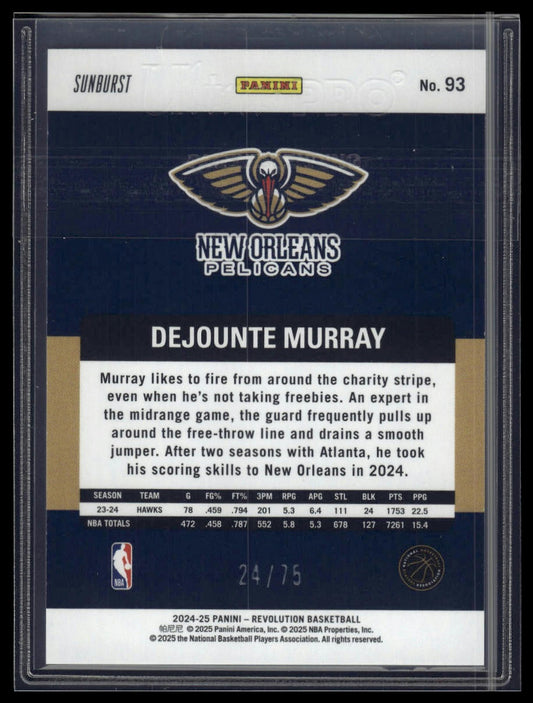 2024-25 Panini Revolution #93 Dejounte Murray Sunburst #/75