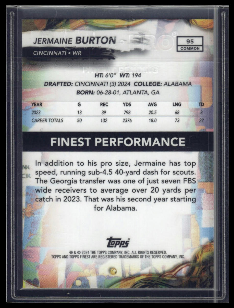 2024 Finest #95 Jermaine Burton Purple Refractor #/250