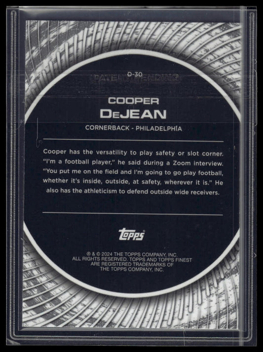 2024 Finest #D-30 Cooper DeJean Debut Checkerboard Refractor