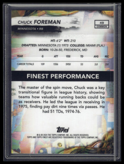 2024 Finest #49 Chuck Foreman Purple Refractor #/250
