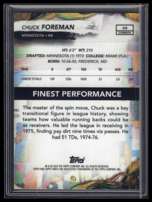 2024 Finest #49 Chuck Foreman Purple Refractor #/250