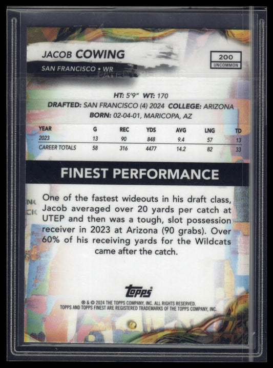 2024 Finest #200 Jacob Cowing Purple Refractor #/200