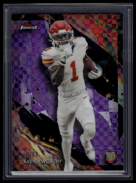 2024 Finest #191 Xavier Worthy Purple Checkerboard Refractor #/99