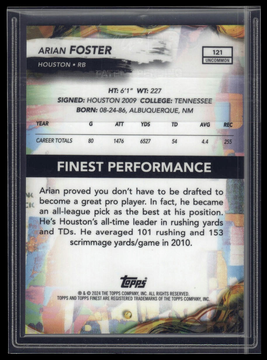 2024 Finest #121 Arian Foster Green Refractor #/35