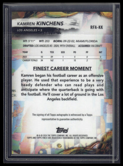 2024 Finest #RFA-KK Kamren Kinchens Rookie Finest Autographs