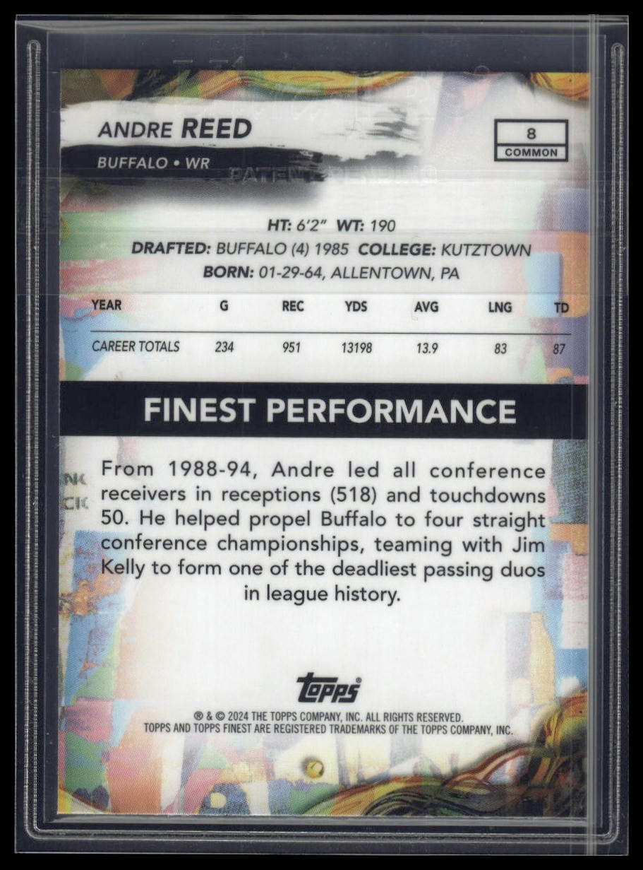2024 Finest #8 Andre Reed Blue Refractor #/200