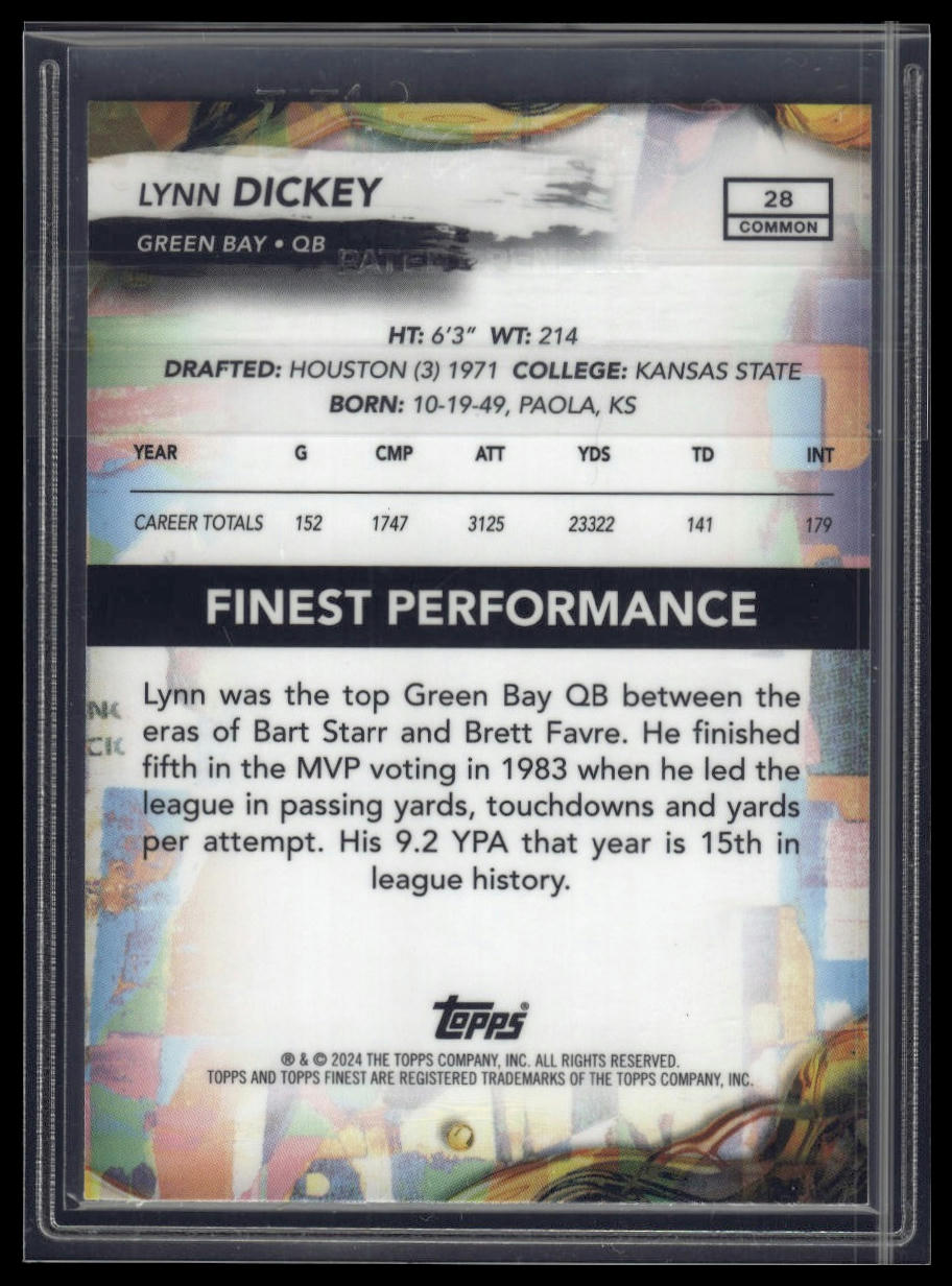 2024 Finest #28 Lynn Dickey Green Refractor #/75