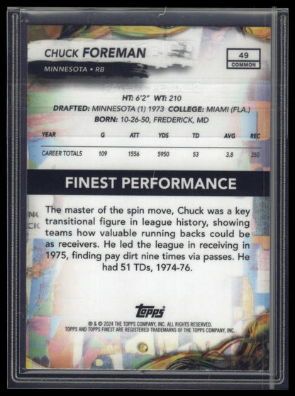 2024 Finest #49 Chuck Foreman Purple Checkerboard Refractor #/150