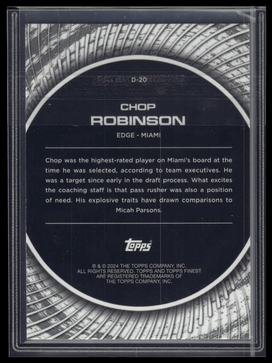 2024 Finest #D-20 Chop Robinson Debut Green Refractor #/75