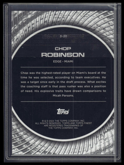 2024 Finest #D-20 Chop Robinson Debut Green Refractor #/75