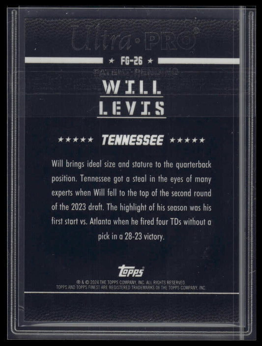 2024 Finest #FG-26 Will Levis Field Generals Gold Refractor #/50