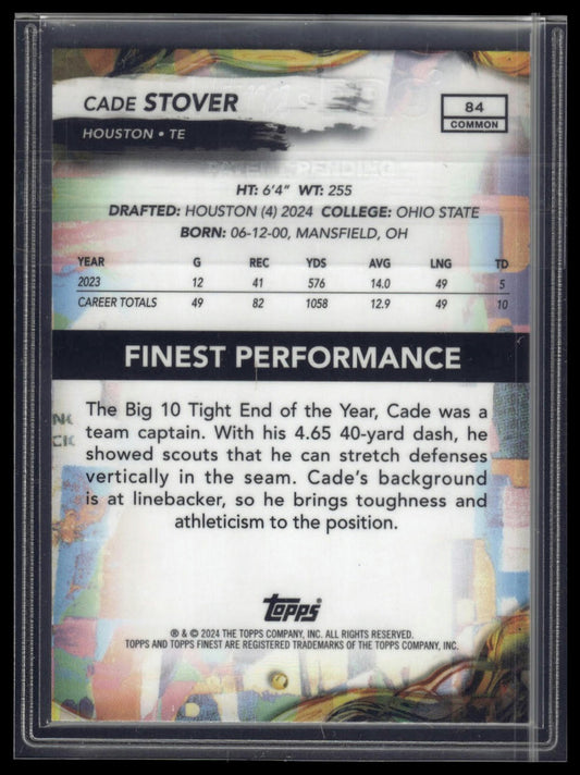 2024 Finest #84 Cade Stover Sky Blue Refractor #/325